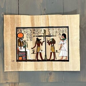 Egyptian Hand Painted Papyrus Art “Weighing of the Heart”